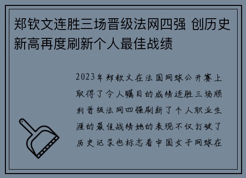 郑钦文连胜三场晋级法网四强 创历史新高再度刷新个人最佳战绩
